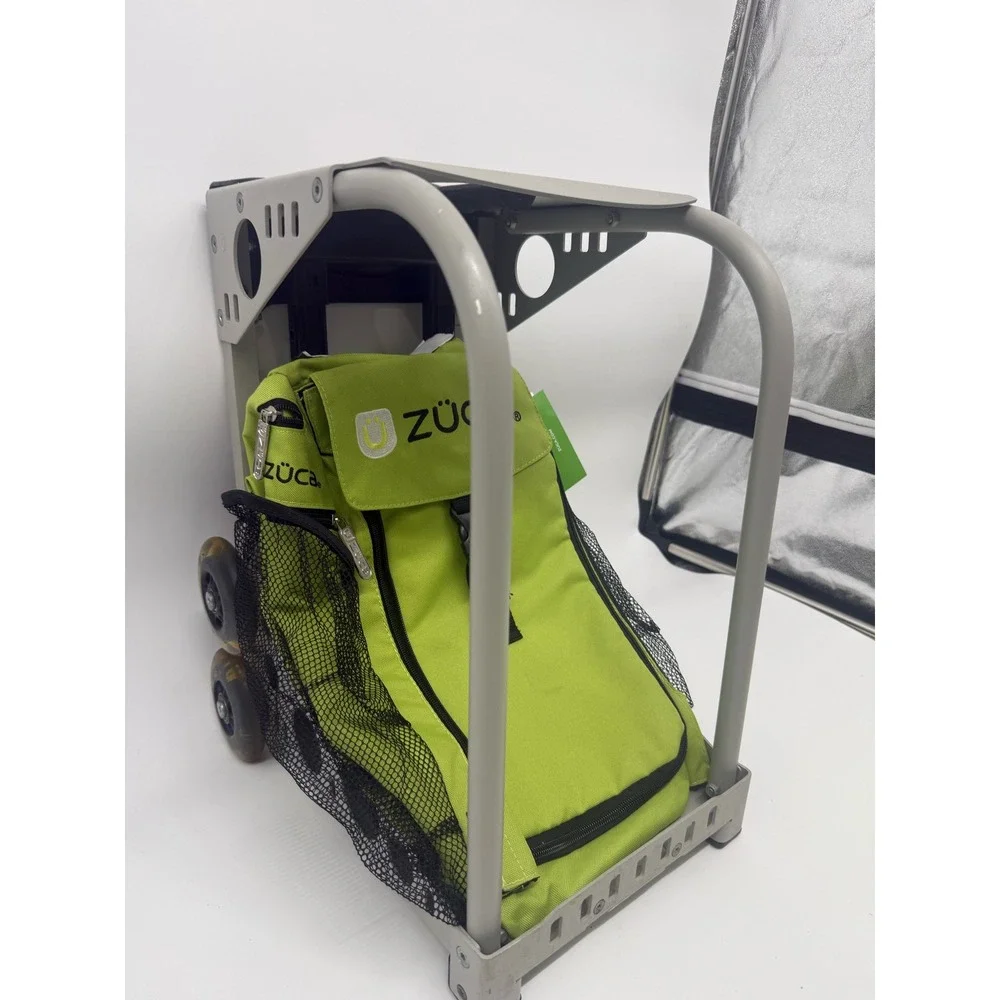 Zuca Rolling Bag Grey Frame Lime Green Insert Sport Golf Ice Skating Light Up